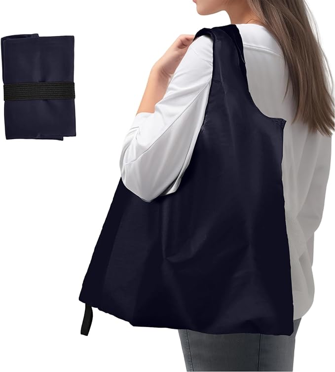 Washable Reusable Grocery Bags, Foldable Reusable Shopping Bags, Polyester Tote, Pocket Size Carrier