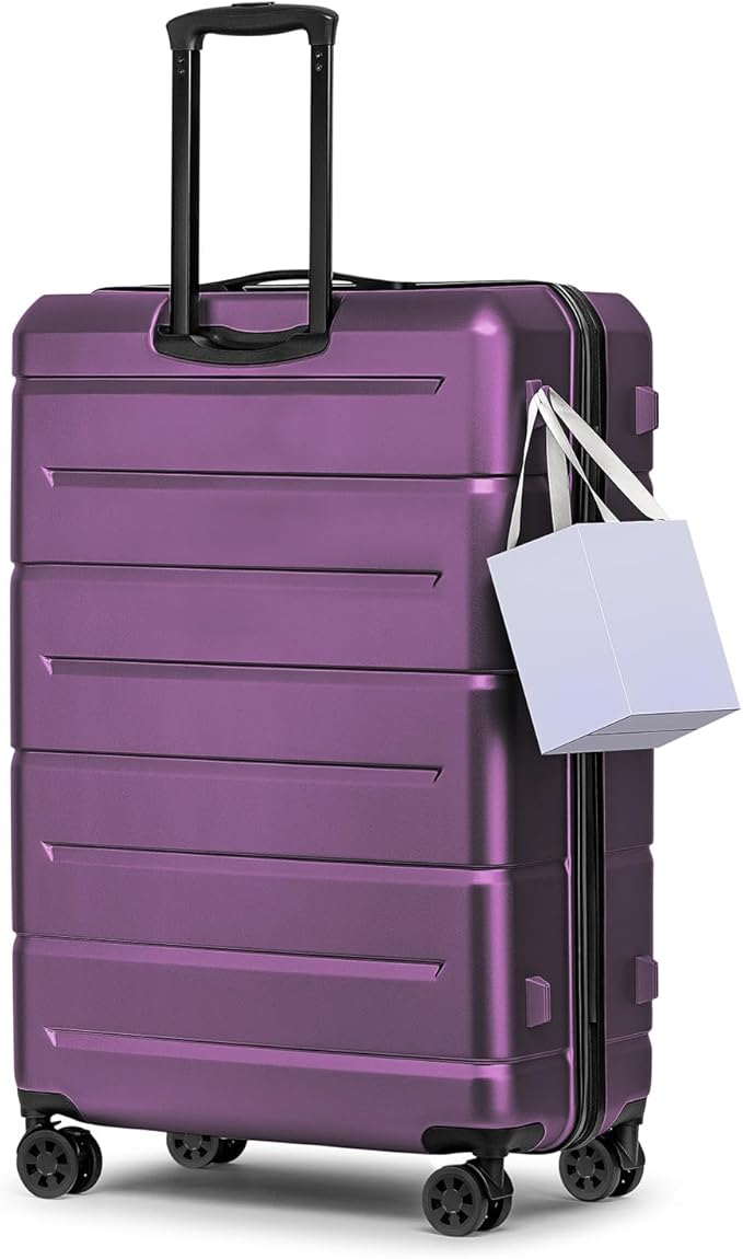 KYME Large Suitcases with Wheels Hardshell 28 Inch Luggage TSA Approved Big Checked Luggage Durable Travel Rolling Suitcase for Women Dark Purple