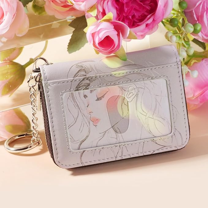 FurArt Zipper Wallet Women, RFID Blocking Credit Card Wallet, Business Card Holder, Compact Size KeyChain Wallet
