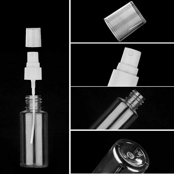 Exptolii Spray Bottle, 1oz/30ml Small Plastic Fine Mist Spray Bottles, Mini Empty Travel Bottles with Funnels and Labels 6 Pack