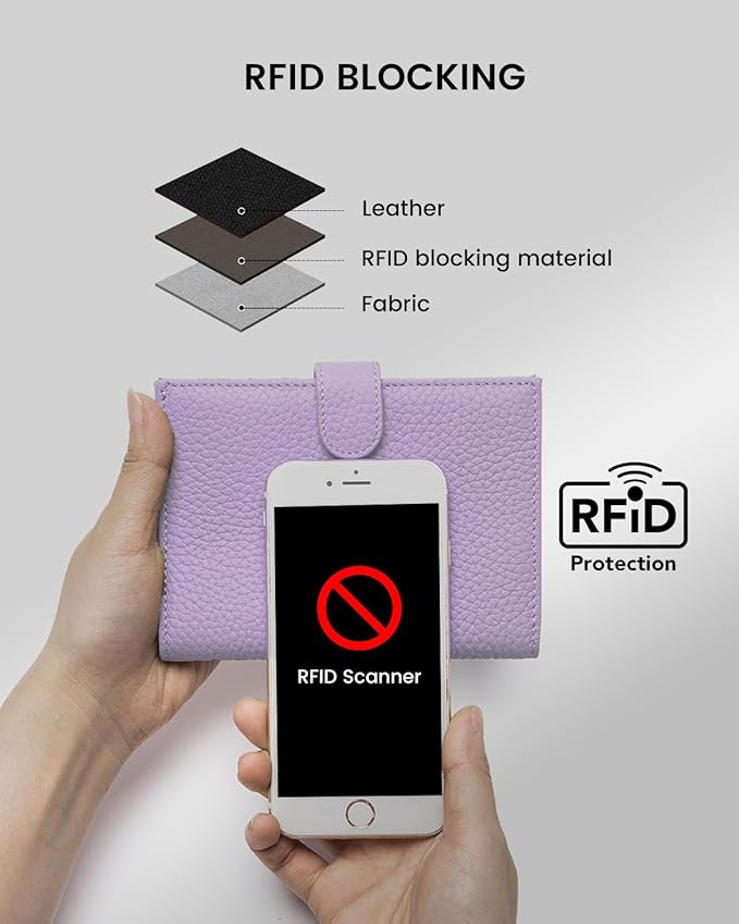 Karmiir RFID Passport Holder Travel Wallet for Women, Leather Passport Cover Wallet with Card Holders SIM Slots,Zippered Coins Pocket and Cash Slot Slim Compact Travel Wallet (Taro Purple)