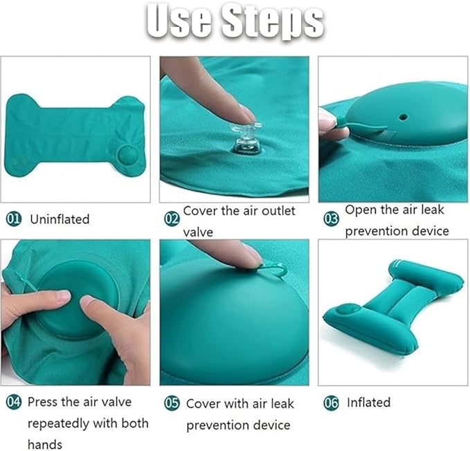 OULIGET Inflatable Lumbar Support Pillow,H-Type Self Pressing Inflation Pillow for Office Chair and Airplane Travel Seat,Foldable Pillows Easy to Carry, Back Pain Relief (Grey)