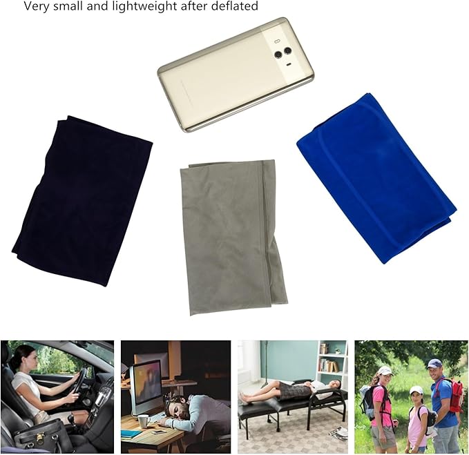 3 Pieces Inflatable Travel Pillow for Camping, Home Office Sleeping, Head Neck Lumbar Support, Ultralight Portable Compact and Soft, Airplane Backpacking Trip Pillow