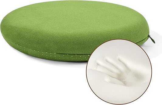 BUYUE Memory Foam Seat Cushion, Dia 15" Soft Velvet Round Stool Cushion Anti-Slip Chair Pads, M, Green
