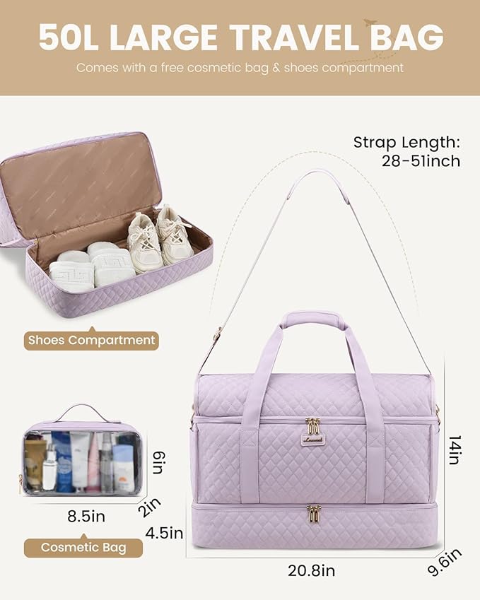 LOVEVOOK Large Travel Duffle Bag, Weekender Bags for Women With Shoe Compartment, Overnight Hospital Bag For Women Labor Delivery, Carry on Bag Personal Item Travel Bag, Yoga Gym Duffel Bag