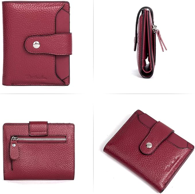 BOSTANTEN Women Leather Wallet RFID Blocking Small Bifold Zipper Pocket Wallet Card Case Purse with ID Window