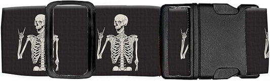 Luggage Straps for Suitcases Travel Belt Accessories, Cute Suitcase Strap, Adjustable Luggage Belt Strap, Heavy Duty with Quick-Release Buckle Luggage Strap Rock Skull