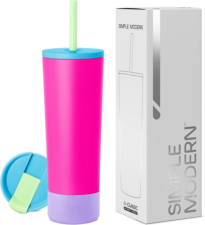 Simple Modern Classic Tumbler with Lid, Straw, & Boot | Insulated Iced Coffee Cup Reusable Stainless Steel Water Bottle Travel Mug | Gifts for Women Men Her Him | 28oz | 80s Mix