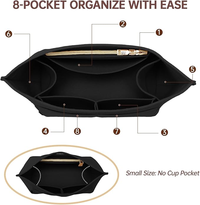 OPPOSHE Purse Organizer Insert for Longchamp Le Pliage, Premium Felt Long Champ Bag Handbag Women, Tote Organizer Insert with 9 Compartments (Medium, Black)