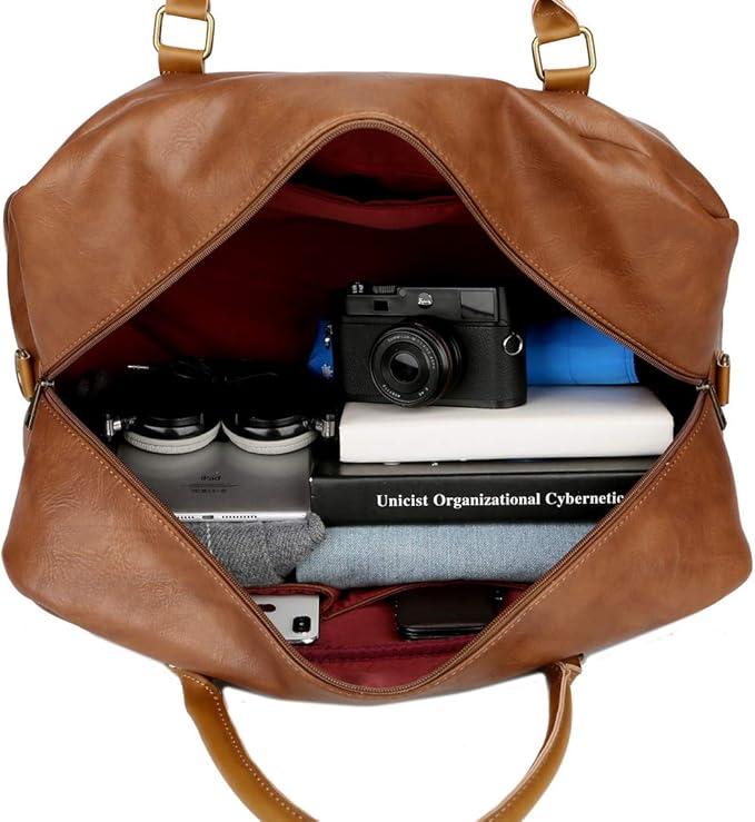 Baosha Vegan Leather Large Travel Duffel Tote Bag Carry On Weekender Overnight Bag With Shoe Compartment HB-38