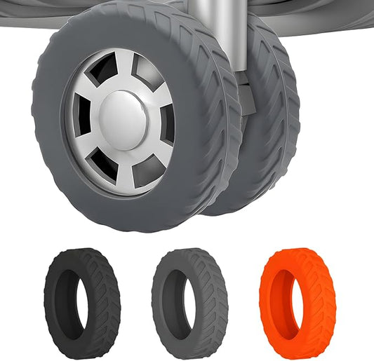 Luggage Wheel Covers for 8 Spinner Wheels – Gray Silicone Protector Set, Anti-Drop & Silent Rolling, Fits 2.1"-2.4" Wheels, 10pcs for Carry-On Suitcases, Travel Luggage, Rolling Cases
