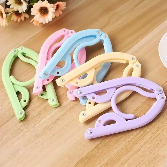 10Pcs Multicolor Travel Hangers, Portable Folding Clothes Hanger Foldable Drying Rack for Camping Home Use