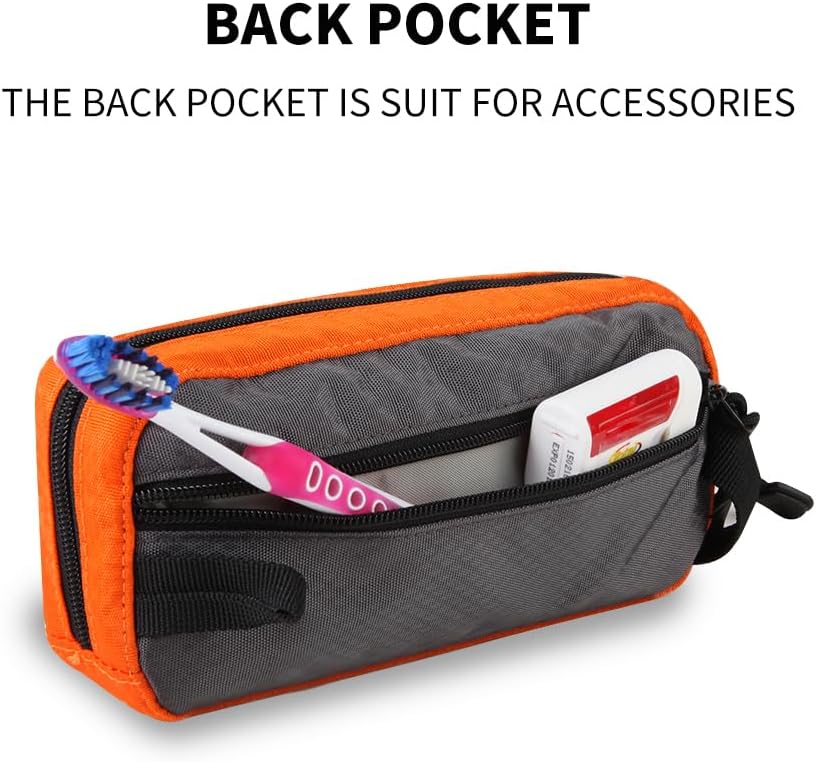GOX Travel Toiletry Bag Dopp Kit Case for Men Multifunction Packing Organizer Pouch(Orange/Grey)