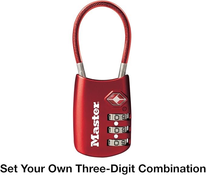 Master Lock 4688D Set Your Own Combination TSA Approved Luggage Lock, 1 Pack, Red