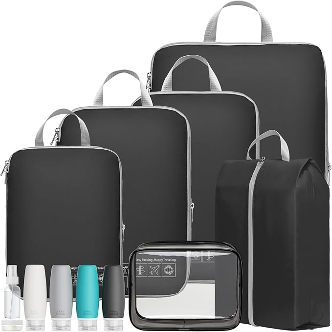 Cambond Compression Packing Cubes for Travel Women - Lightweight Luggage Organizers Bag Packing Cubes for Carry on Suitcases