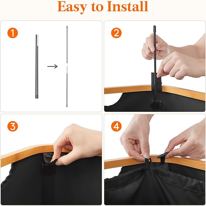Lifewit 100L Laundry Basket with Lid, Clothes Hampers for Laundry with Bamboo Handles and 1 Removable Bag, Large Foldable Laundry Hamper for Bedroom, Bathroom, Dorm, Laundry Room, Black