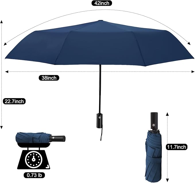 SoulRain Travel Umbrella - Compact Umbrella for Rain - Perfect Large Auto Folding Umbrella - Ideal Car umbrella, Small umbrella, and Travel Companion