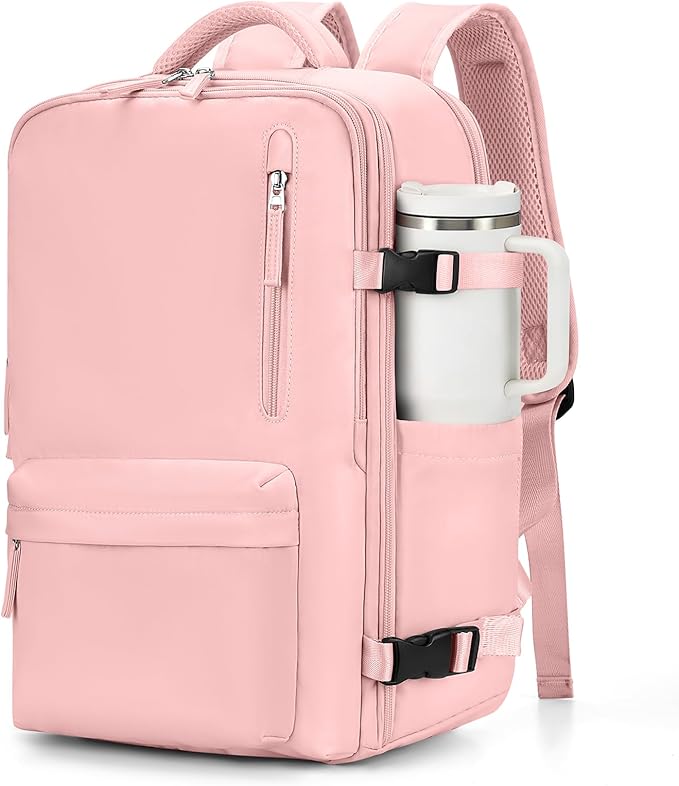 VGCUB Large Travel Backpack Bag for Women Men,Carry on Backpack,17 Inch Laptop Business Work Waterproof Backpack with Laptop Compartment,Person Item Flight Approved,Mochila de Viaje,Pink Large