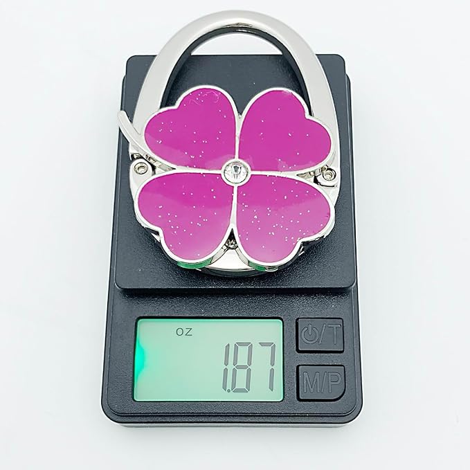 ROFLYER Four Leaf Clover Design Foldable Handbag Hanger Folding Purse Table Hook Holder (Purple)