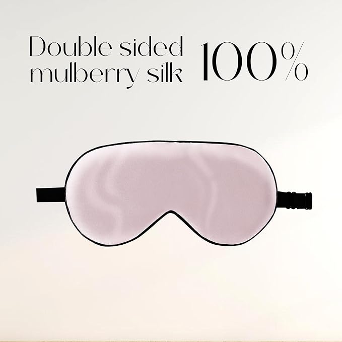 ZIMASILK 100% Mulberry Silk Sleep Mask with Adjustable Strap, Super-Smooth Soft Natural Silk Eye Mask for Sleep, Multiple Color Options (Pink)