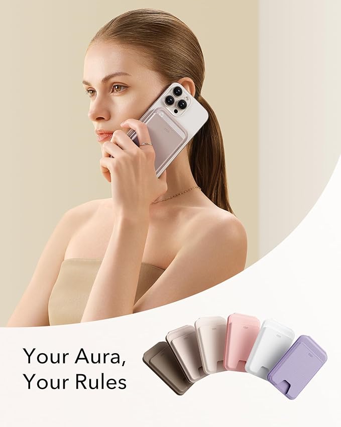 ESR Aura for MagSafe Wallet with Adjustable Stand, RFID Blocking, 5 Card Holder for Phone Case, Slim Magnetic Wallet for iPhone 17e/17/16/15/14/13/12 Series, Not for 13/12 Mini,Desert Titanium