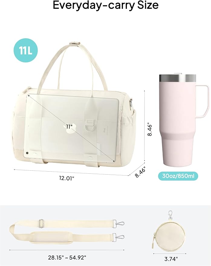 TOPEAST Small Gym Bag for Women with Yoga Mat Holder, Small Sports Duffle Bag Mini Gym Tote Bag with Water Bottle Pocket & Coin Purse for Weekender Travel Dance Workout, Beige
