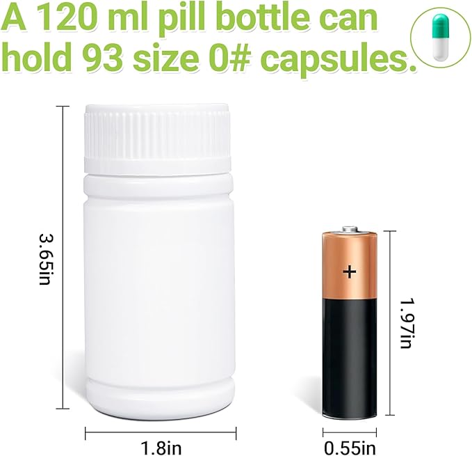 8 Packs 120cc Child-Proof Plastic Pill Bottle, Empty Medicine Bottle with Child-Resistant Cap, Food Grade Container for Chemicals, Liquids, Powders, and Candy