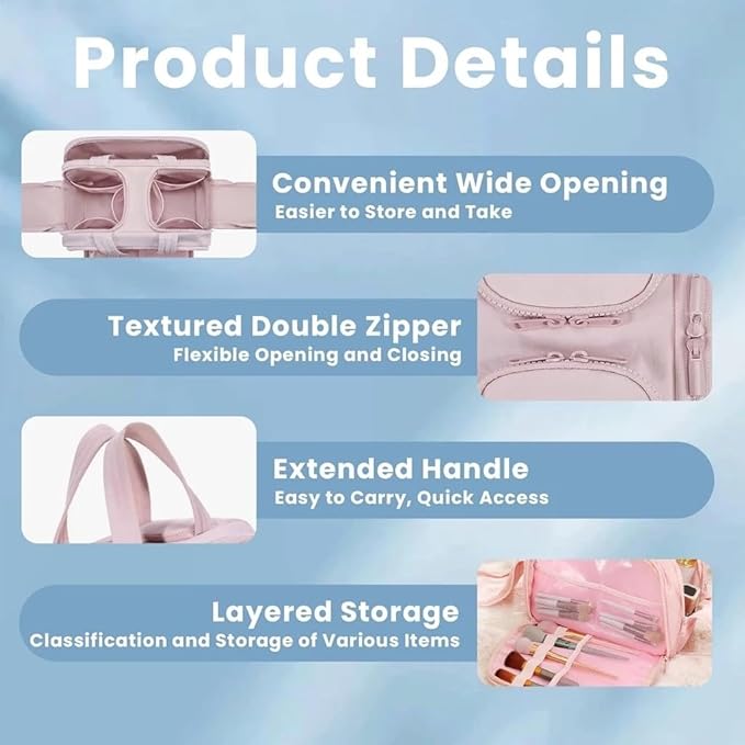 Toiletry Bag,Lightweight Travel Bag for Man and Women, Puffy Cosmetic Makeup Bag Organizer with Handle for Accessories,Essentials, Toiletries, Travel Small Bag (57bai)