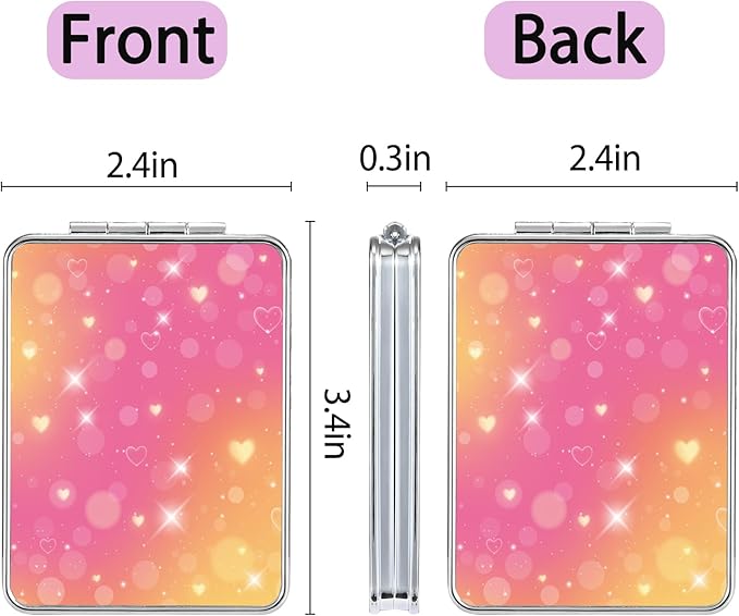 Pocket Mirror, Small Travel Mirror with Magnification, Portable Double-Sided Magnifying Cosmetic Mirror for Daily (2 Shiny)