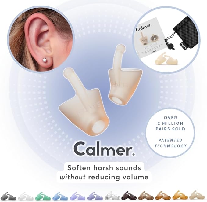 Flare Calmer | Ear Plugs Alternative | Daily Noise Relief | Sound Sensitivity | Stress Relief | No Muffling | Improve Wellbeing | Comfy, Reusable, Soft Silicone Earplugs | 2313 TRN
