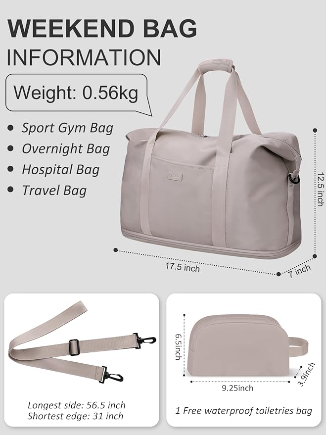 Expandable Travel Duffle Bags Weekender Overnight Bags for Women Men Hospital Bag for Women Labor Delivery with Toiletry Bag Waterproof