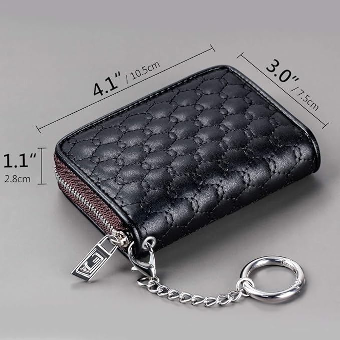 FurArt Zipper Wallet Women, RFID Blocking Credit Card Wallet, Business Card Holder, Compact Size KeyChain Wallet