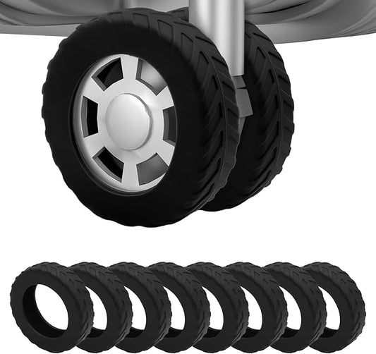 8Pcs Luggage Wheel Covers,Silicone Suitcase Cover for 2-2.4'' Spinner Wheel, Carry On Luggage Wheels Protector,Upgrade Suitcase Wheels Protective,Essential Travel Accessories (Black-L)