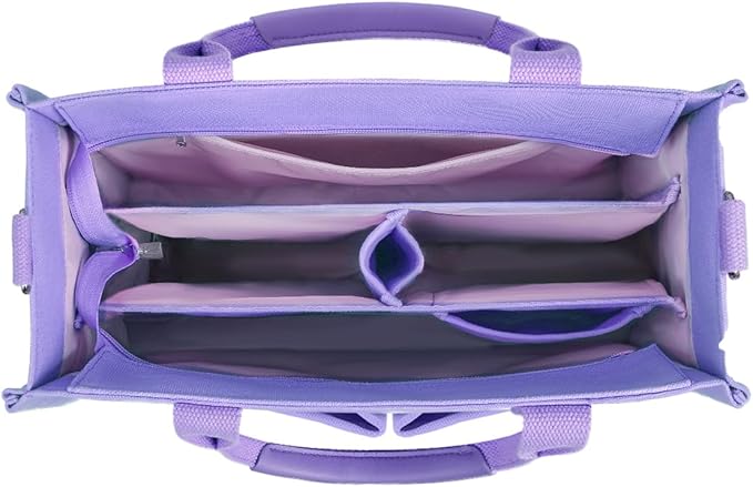 FIORETTO Canvas Tote Bag for Women with Zipper Closure & Individual Compartments for Work College for Teacher & Nurse