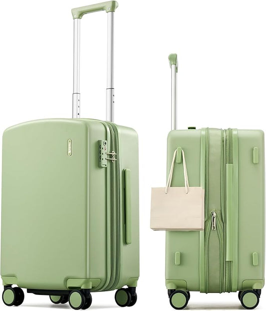 Hanke Expandable Carry On Luggage 22x14x9 Airline Approved, 20 Inch Hard Shell Suitcases with Wheels, Lightweight Travel Luggage Carry On Suitcase for Woman & Men with Tsa Lock(Bamboo Green)