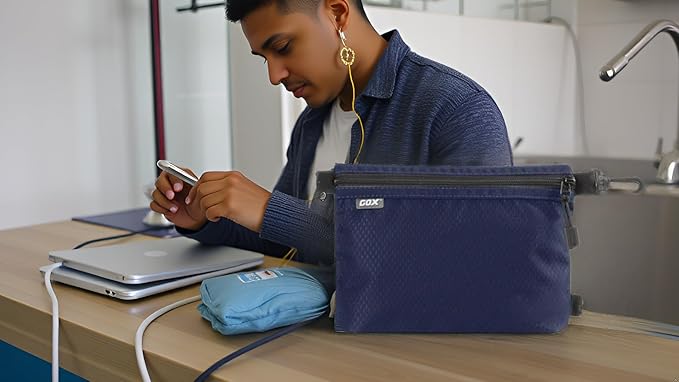 GOX Small Toiletry Bag for Men Bulk Cosmetic Bag Dopp Kit Carry On Zipper Pouch Organization Nylon Small Packing Sack Waterproof (Navy)