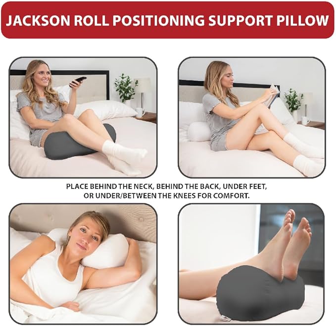 Core Products Jackson Roll Orthopedic Bolster Pillow - Neck, Back, Leg, Knee & Arm Support – Cervical & Lumbar Roll for Pain Relief, Spinal Alignment & Travel Comfort for Bed or Chair- Gray