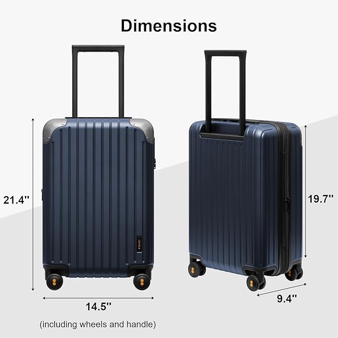 LEVEL8 Carry on Luggage Airline Approved, Hardshell Suitcases with Spinner Wheels, PC Expandable Luggage, 20 Inch, Blue