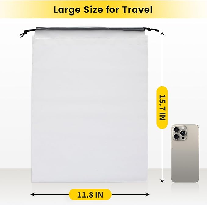 Vorspack Shoe Bags for Travel - 12 Pcs Transparent Drawstring Backpack Travel Shoe Bag Clear Drawstring Bag Large Shoe Organizer with Rope Travel Essentials for Men Women