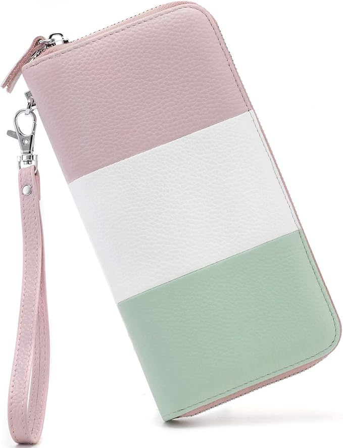 Moflycom Womens Wallet RFID Blocking Genuine Leather Multi Credit Card Large Capacity Zip Around Clutch Travel Purse Wristlet