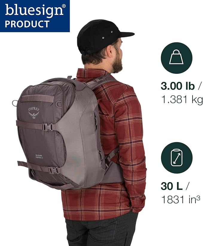 Osprey Sojourn Porter 30L Travel Backpack - Carry-On Compliant Luggage with StraightJacket Compression and Padded Laptop Sleeve - Durable Pack for International or Urban Travel, Black