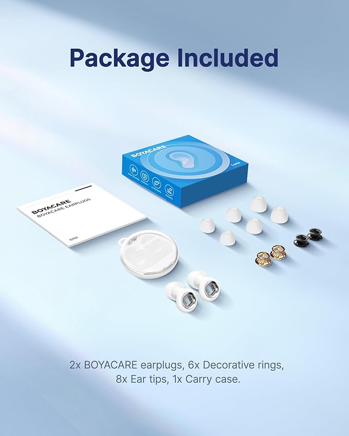 Ear Plugs for Sleeping Noise Cancelling, 45dB Reusable Earplugs for Noise Reduction, Hearing Protection Ear Plugs with 8 Ear Tips, Soft Silicone Earplugs for Sleep, Concerts, Snoring, Study (White)