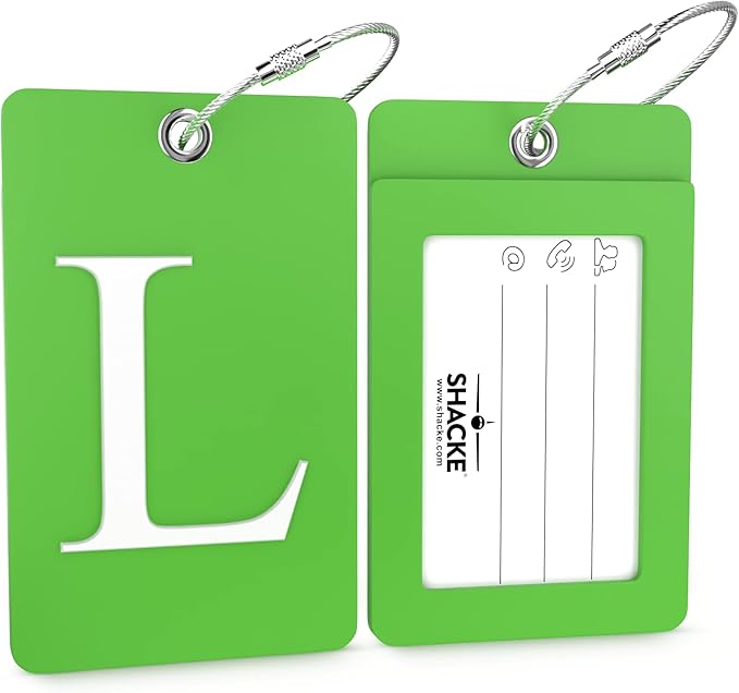 Shacke Luggage Tag Initial - Fully Bendable Tag w/Stainless Steel Loop (L)