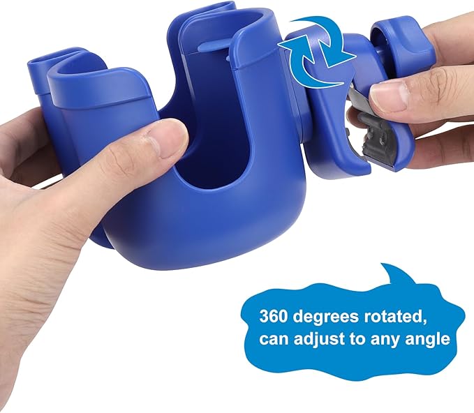 Accmor Stroller Cup Holder with Hook, Bike Cup Holder, Universal Cup Holder for Uppababy Nuna Doona Strollers, 2-in-1 Cup Phone Holder for Stroller Bike Wheelchair Walker Accessory