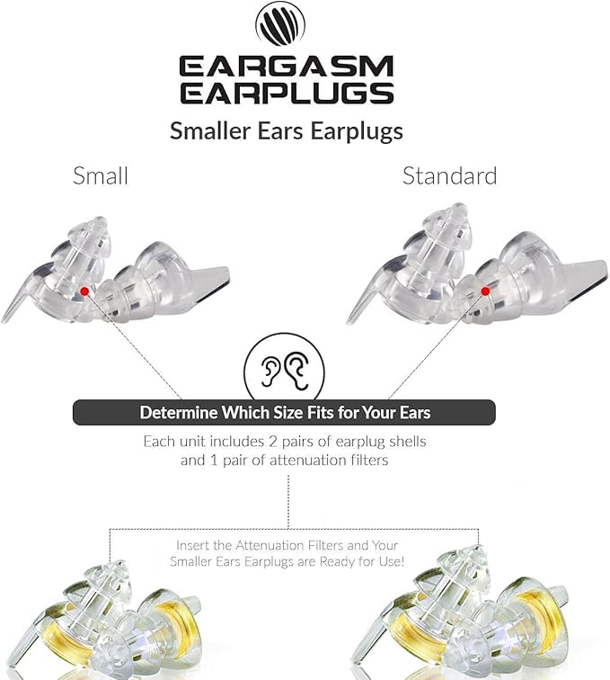 Eargasm Smaller Ears Gold Earplugs for Concerts, Festivals, Musicians, Night-Life, Motorcycle Hearing Protection - Reusable Ear Plugs for Small Ear Canals, High Fidelity Noise Reduction up to 21 dB