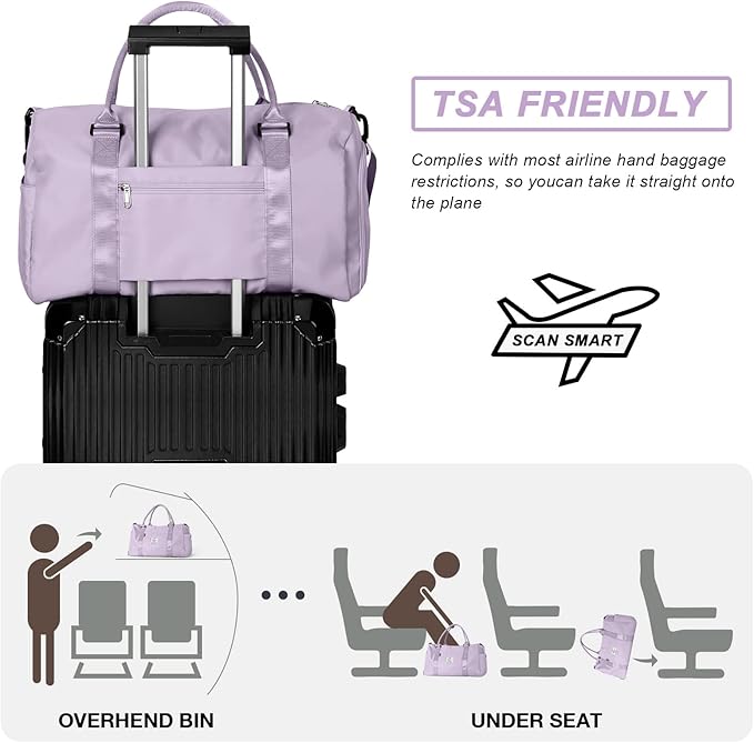 Weekender Duffel Bags for Women Men, Travel Totes Bag for Airplane, Cute Sports Gym Dance Overnight Luggage Bag with Wet Pocket Shoe Compartment, Carry On Hospital Bag for Labor and Delivery