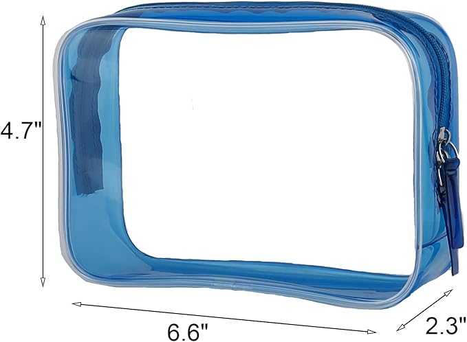 Buminee Navy Blue Clear Pouch Small, 6.6"x2.3"x4.7" TSA Approved Toiletry Bag - Clear Travel Bags for Toiletries and Cosmetics - 1 Pack