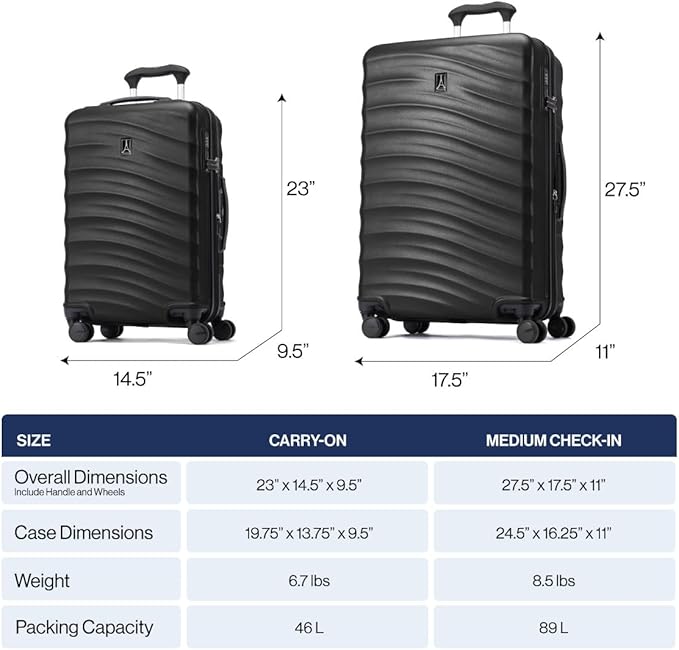 Travelpro Maxlite Air V2 Hardside Expandable Luggage, 8 Spinner Wheels, Lightweight Hard Shell, TSA lock, Shadow Grey, 2-Piece Set (20/25)