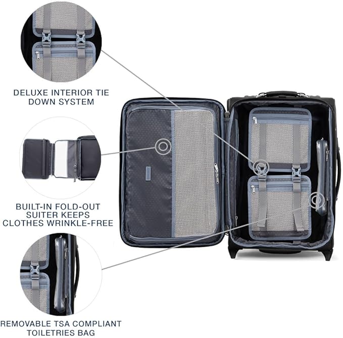Travelpro Platinum Elite Softside Expandable Carry on Luggage, 2 Wheel Upright Suitcase, USB Port, Men and Women, Shadow Black, Carry On 22-Inch