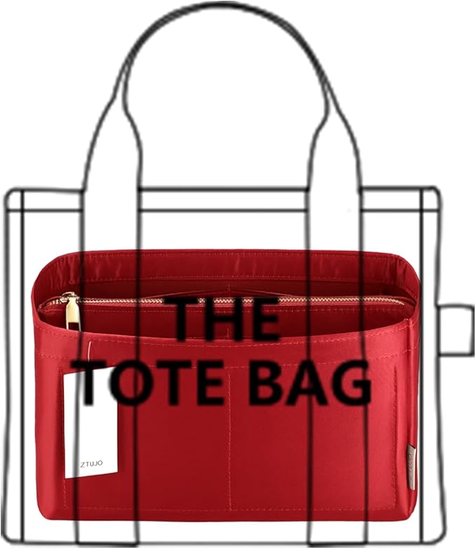 Purse Organizer Insert For Handbags, Purse Organizer With Zipper, Neverfull Organizer, Bag Organizer For Speedy Neverfull ONTHEGO Tote, Handbag and More (Silky Red, SM)